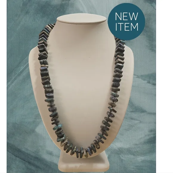 Rare Mine Finds Natural Stones Artisan Crafted Long Necklace.